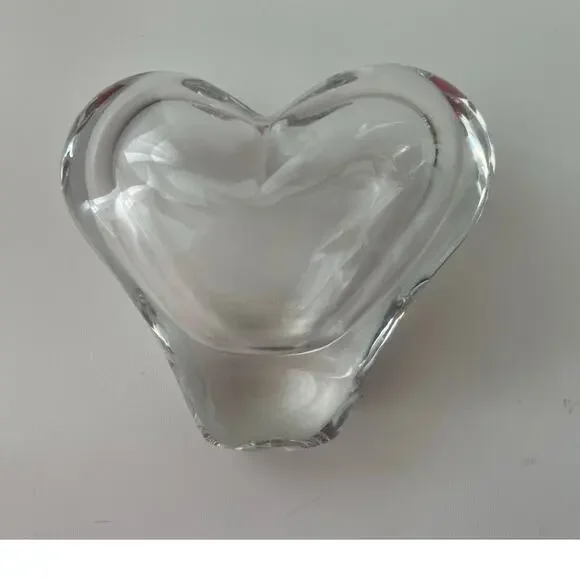 Simon Pearce Romance Vase, Hand Sculpted Heart Shape Clear Glass Form, Unsigned